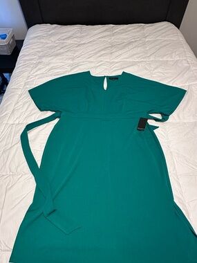 Green Waist-Tie Dress